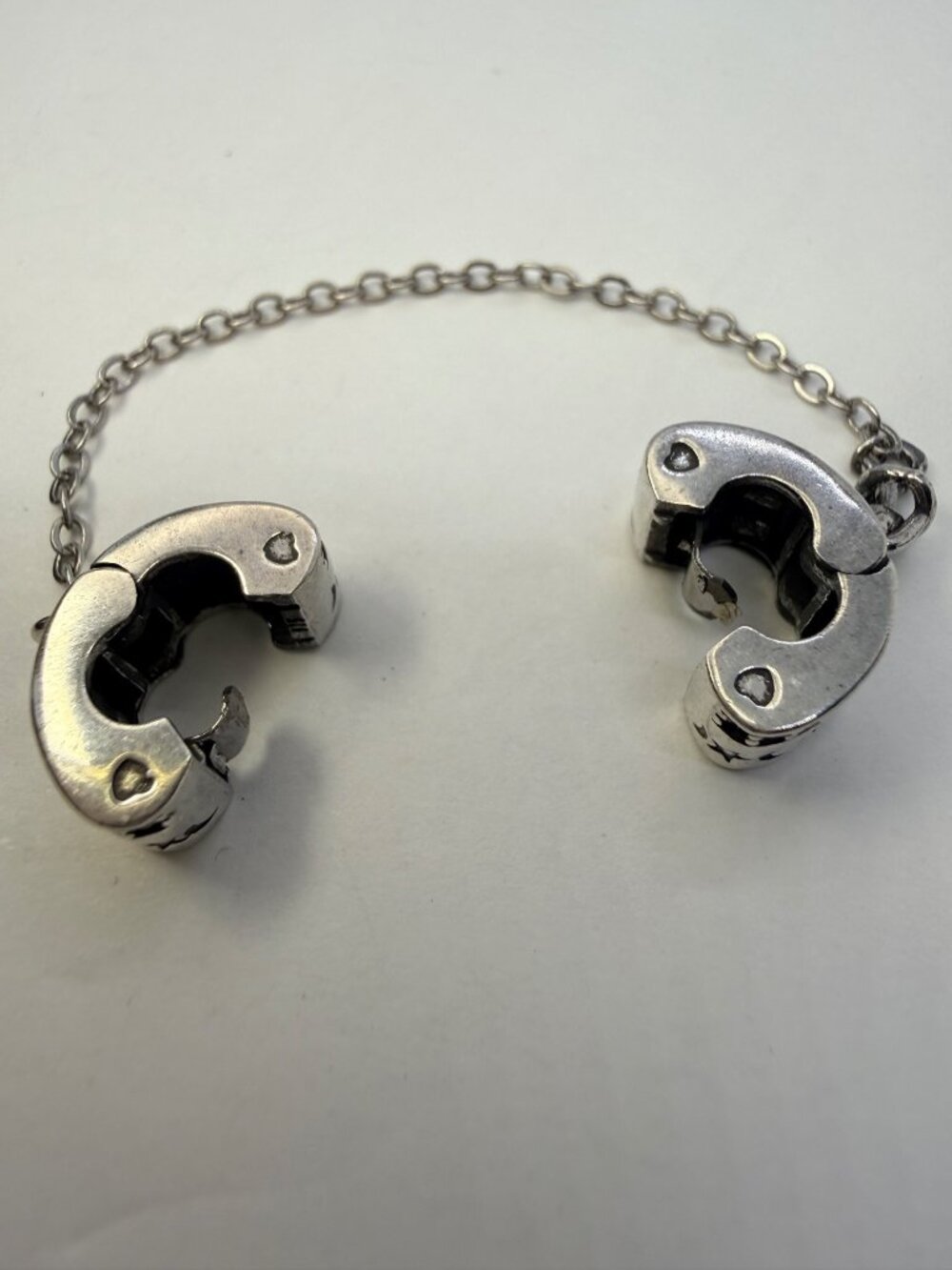Silver Plated Celestial Moon & Star Clip Safety Chain Charm